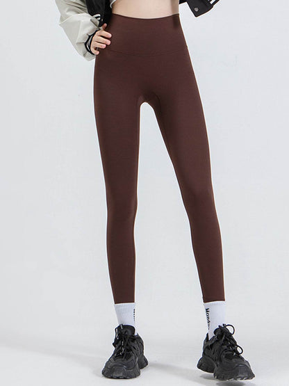 Wide Waistband Sports Leggings Chocolate Trendsi 13202ff5f4ec42c2a28549f4333bdc82-Max