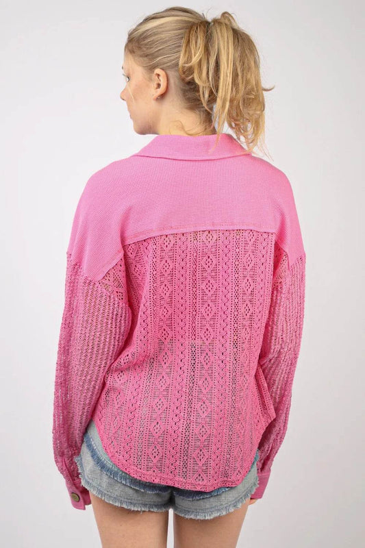 VERY J Button Up Long Sleeve Lace Shirt Trendsi 13255498-3717-4e9b-9c3c-ea235faea051-Max