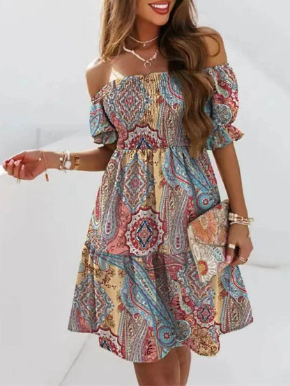 Off Shoulder Smocked Summer Dress Blue Cashew Flower Trendsi 132df922-f776-4568-b489-eb5956e04ac8-Max-Origin