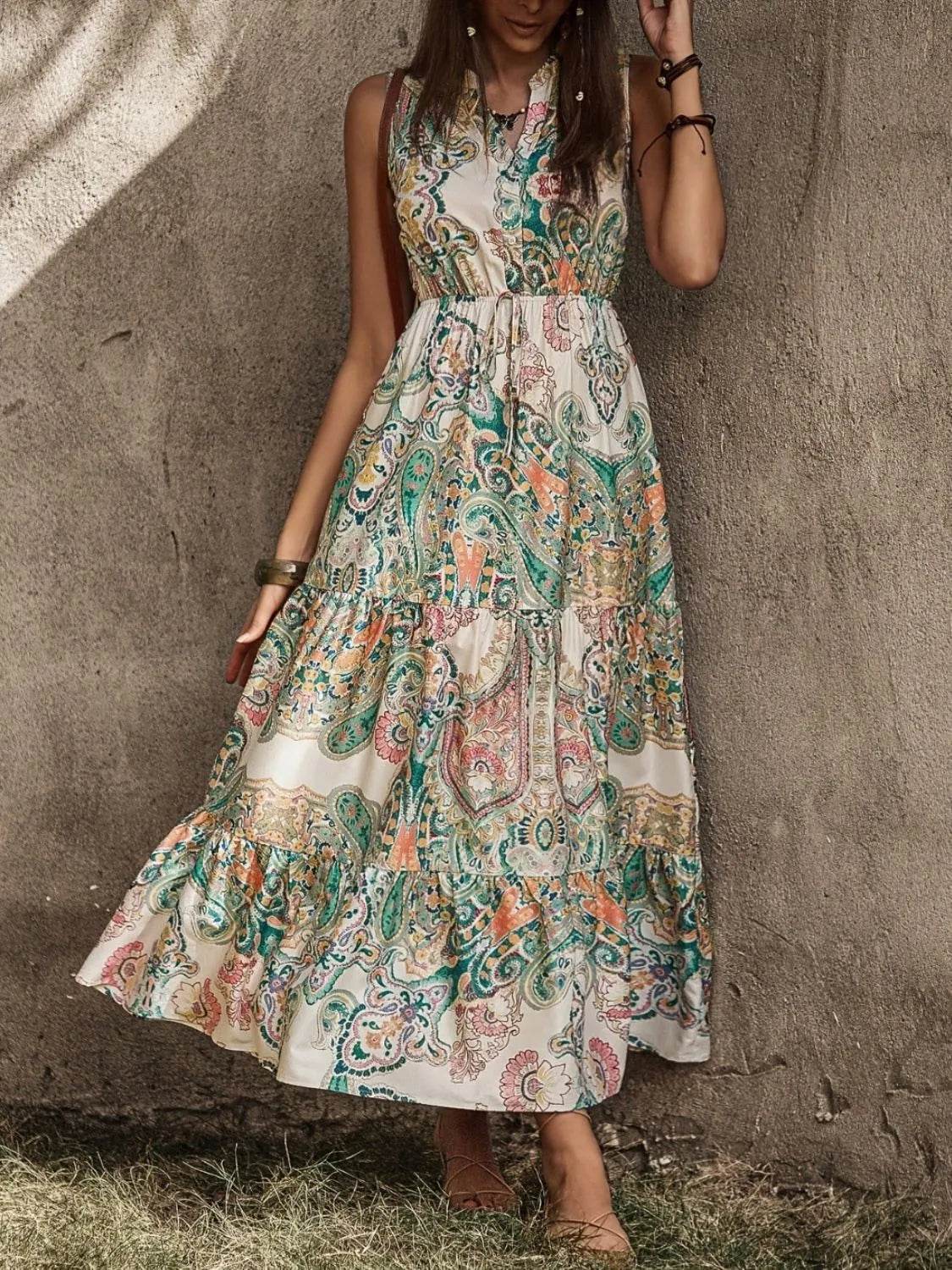 Printed Notched Sleeveless Dress Cream Trendsi 134afaa1-dd13-4fac-aa88-adf592c608d3-Max-Origin