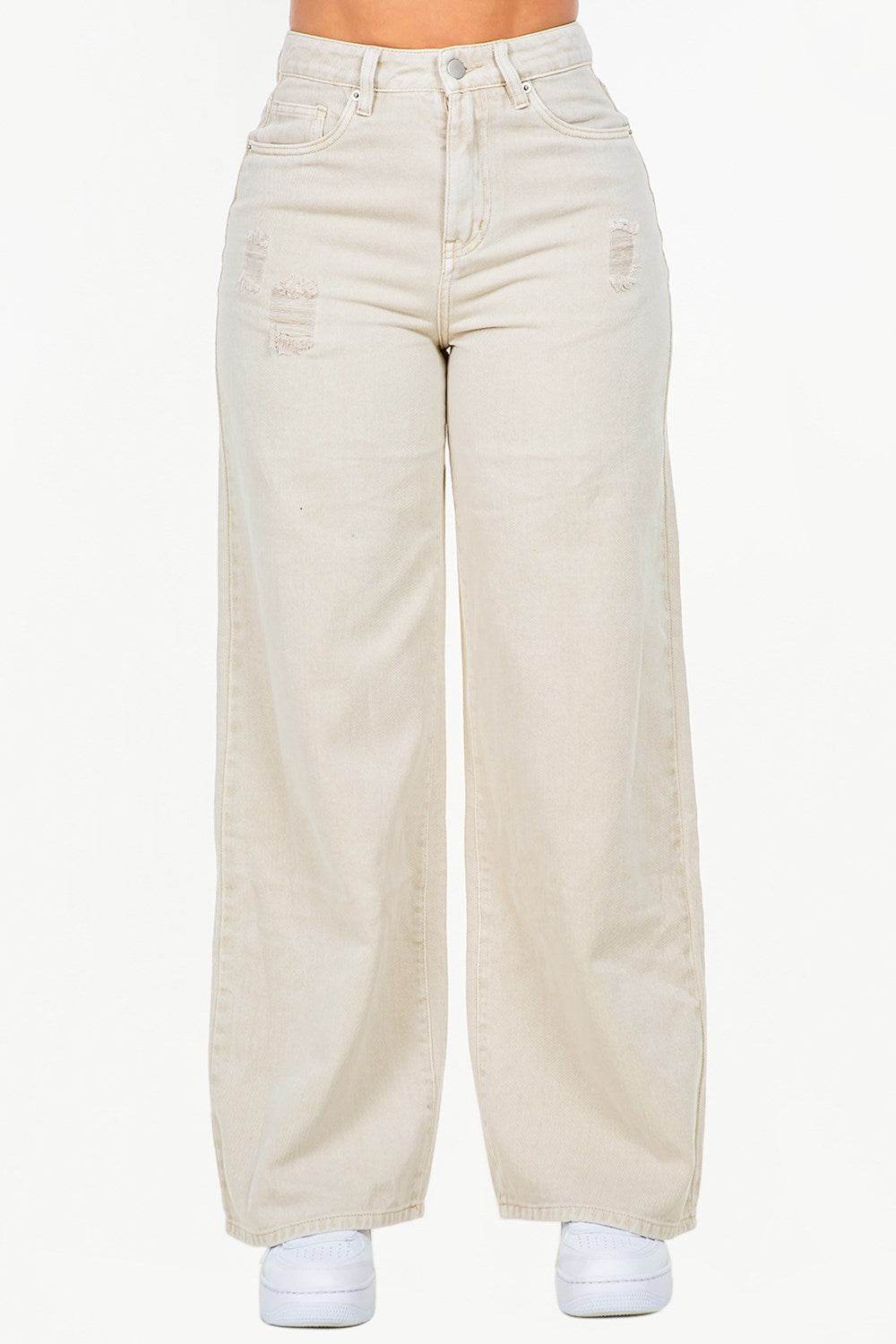 American Bazi High Waist Distressed Wide Leg Jeans Beige Trendsi 134d251b-585c-4ca4-887a-2c4c3fbd3b16-Max