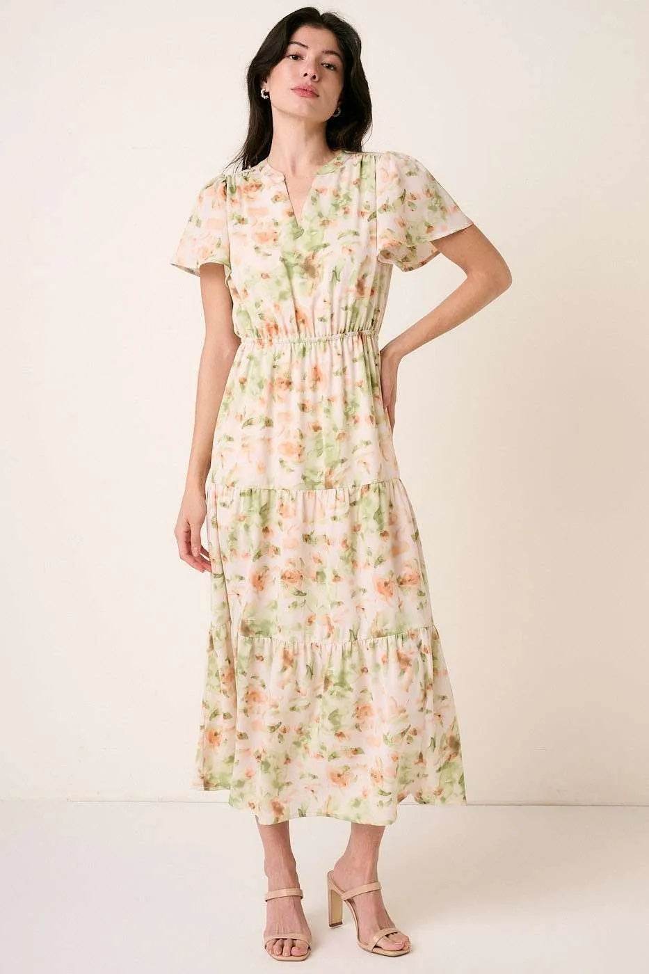 Mittoshop Flower Print Flutter Sleeve V Slit Maxi Dress Trendsi 138892312a184dd7b18618e16c34d01d-Max-Origin