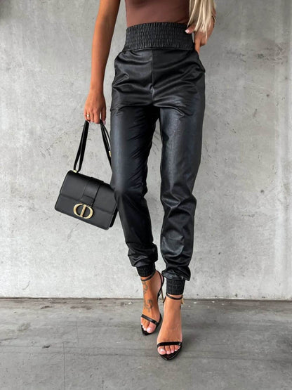 Smocked High Waist Pants with Pockets Trendsi 138a2fa6-9ed6-405c-8ff3-38bf93a7a298-Max