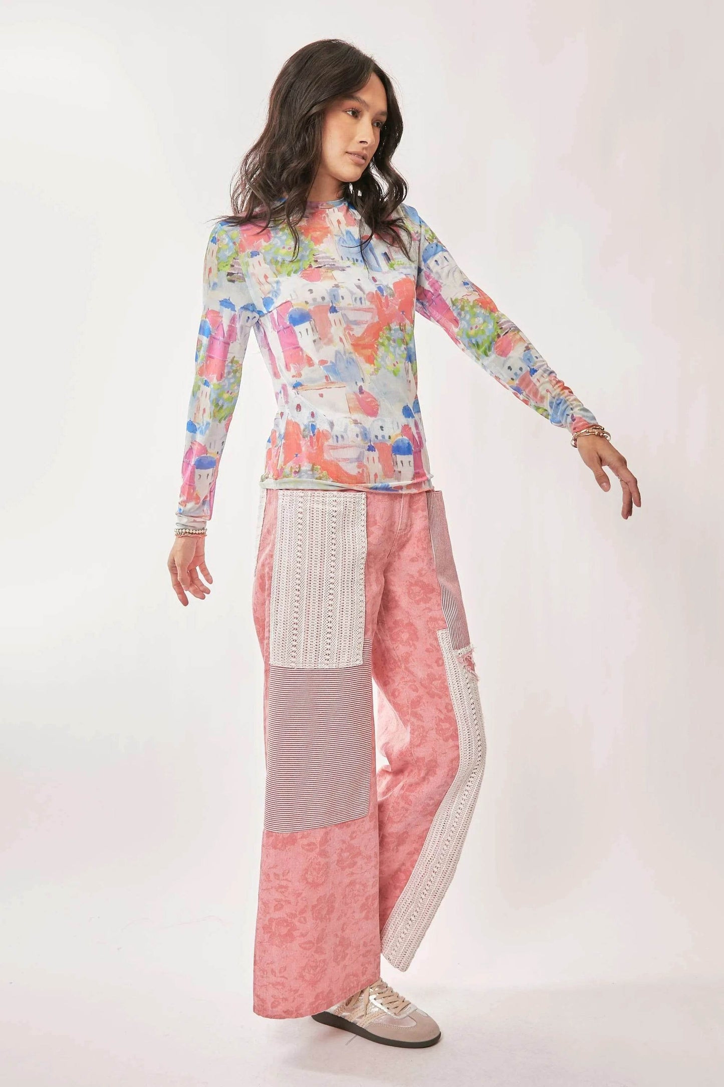 Davi & Dani Multi Printed Mesh Round Neck Long Sleeve Top Trendsi 138eb6d8c6da4310ac013326f8ee6db5-Max-Origin