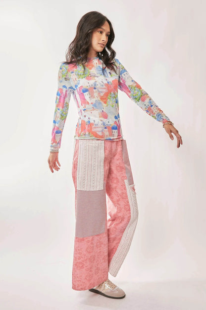 Davi & Dani Multi Printed Mesh Round Neck Long Sleeve Top Trendsi 138eb6d8c6da4310ac013326f8ee6db5-Max-Origin