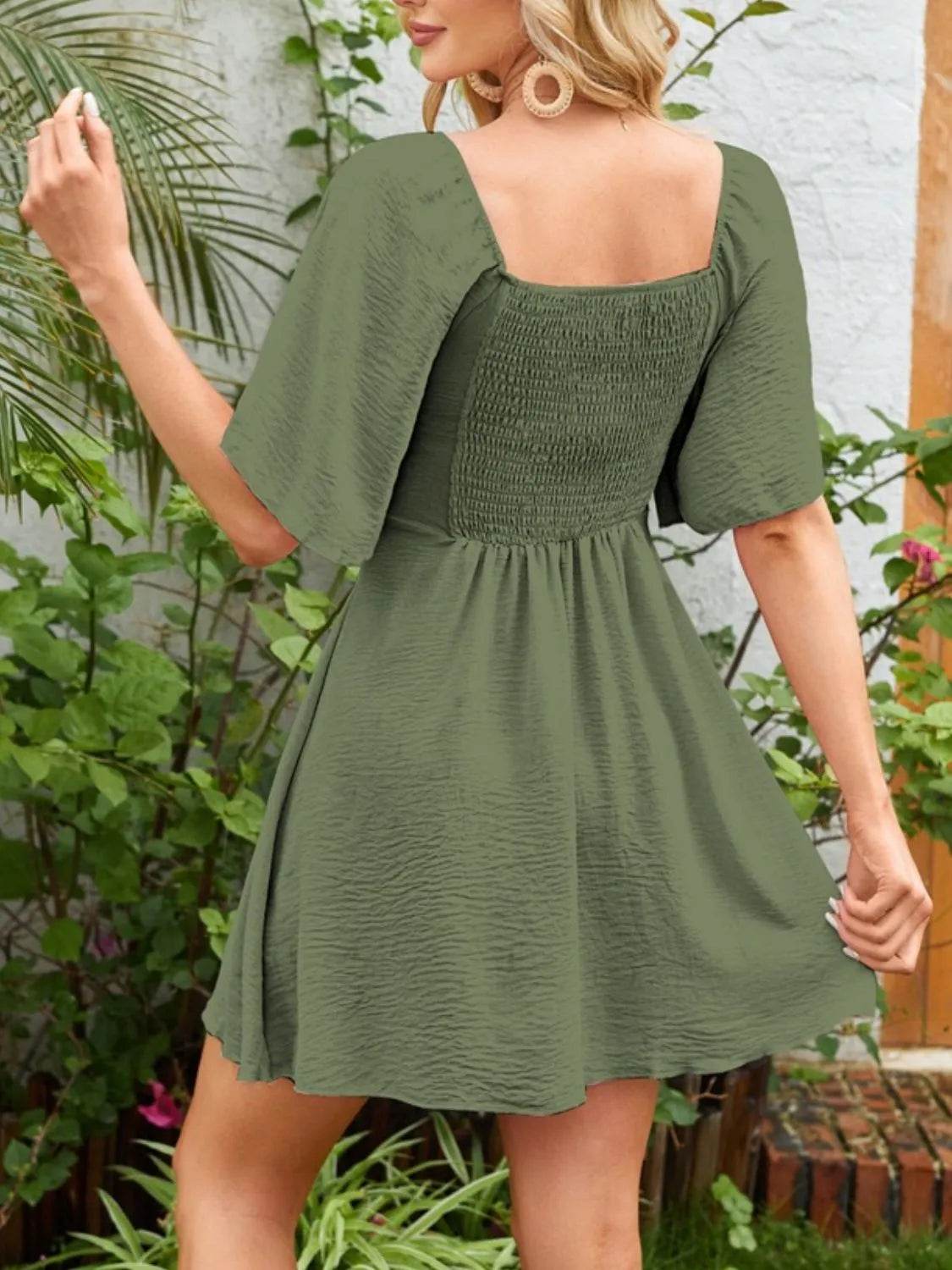 Smocked Back Knotted Flutter Sleeve Dress Trendsi 13a46673-a4c6-40b2-abed-fe6f5d673454-Max-Origin