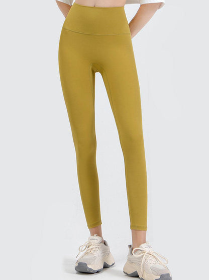 Wide Waistband Sports Leggings Banana Yellow Trendsi 13b0c7792202477eace6d165413cca84-Max