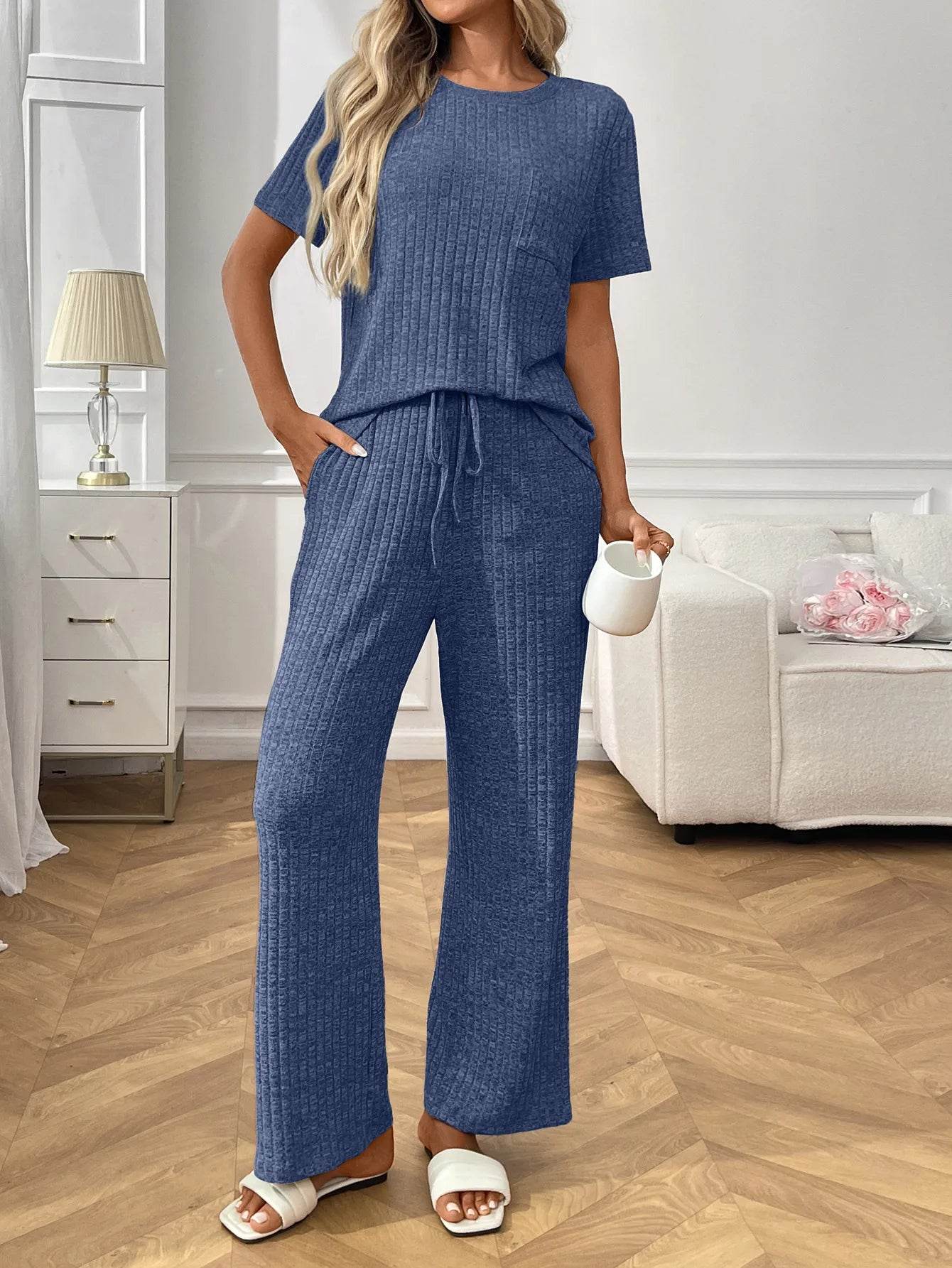 Ribbed Knit Short Sleeve Top and Pants Lounge Set Trendsi 13e782d3-9551-4b39-b230-6624d333d7b6-Max-Origin