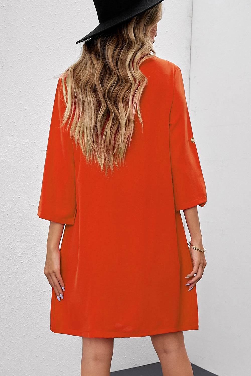 Buttoned V-Neck Dress Trendsi 140a71f382ef47ad9d375c0134917e8b-Max