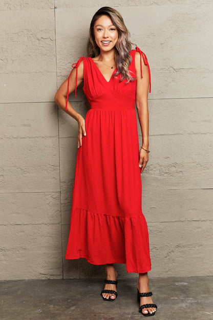 Perfee Drawstring V-Neck Sleeveless Dress Trendsi 140c2cbe505d4f69b0db8a40adb84b6c-Max