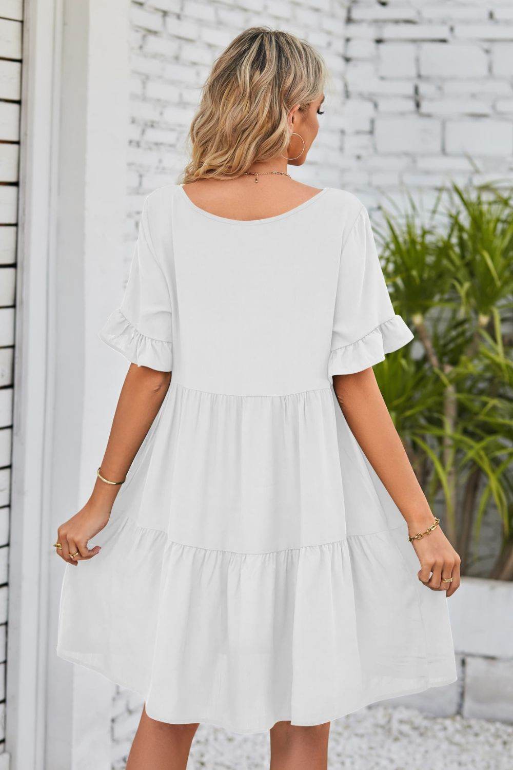 Mandy V-Neck Flounce Sleeve Tiered Dress Trendsi 140f302b83ce41379c78334c6d504c8d-Max