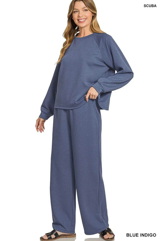 Zenana Scuba Crewneck Sweatshirt and Pants Set Trendsi 143982410b994fc99c9c7dd25b6b41b3-Max-Origin