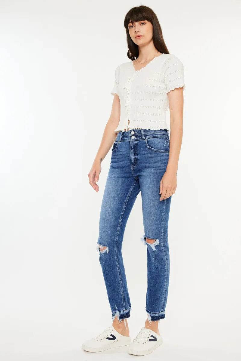 Kancan High Rise Distressed Slim Straight Jeans Trendsi 1453ce3f77af46b0bf353eef7c8fe035-Max-Origin