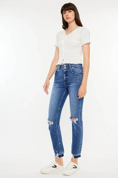 Kancan High Rise Distressed Slim Straight Jeans Trendsi 1453ce3f77af46b0bf353eef7c8fe035-Max-Origin