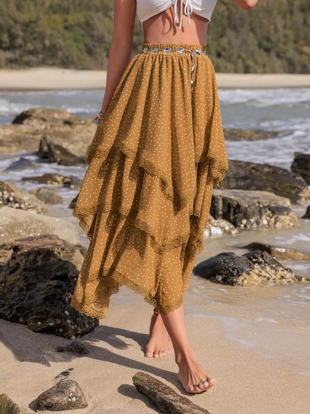 Lace Detail Layered Printed Skirt Trendsi 14655bfe-869a-4146-bc66-9f0724a47e71-Max