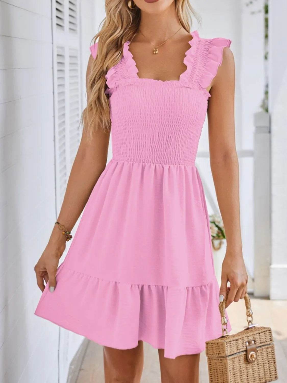 Smocked Square Neck Wide Strap Dress Trendsi 146bf6d9-29f9-48ff-9871-ae7b704fe2af-Max-Origin