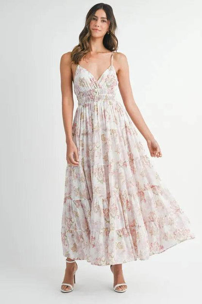 MABLE Floral Print Tiered Cami Maxi Dress Pink Trendsi 14a8cab87d12484aa8e11288719ce14f-Max-Origin