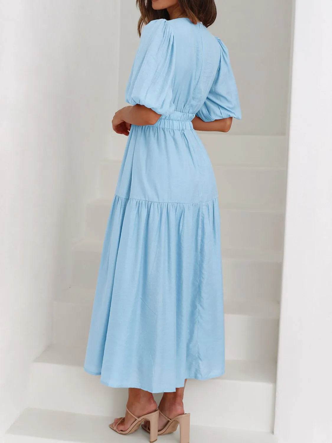 V-Neck Puff Sleeve Midi Dress Trendsi 14ea68c7-b794-45d2-a278-28359e9c5328-Max-Origin