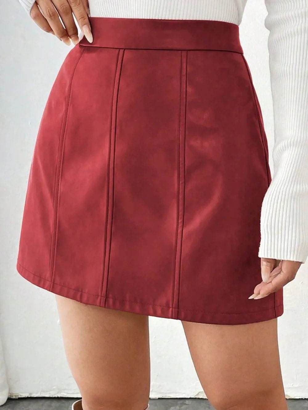 Mini Skirt with Zipper Rust Trendsi 15156156-b5da-40b0-90a3-d8f35abbeefb-Max