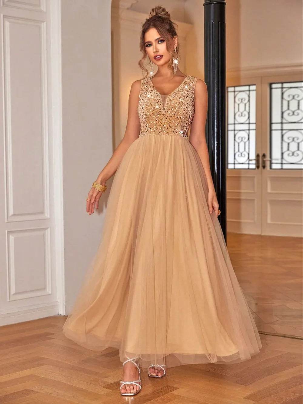 Sequin V-Neck Sleeveless Dress Trendsi 152483d0-fe59-48f7-8cc4-c4fbd6cbd949-Max