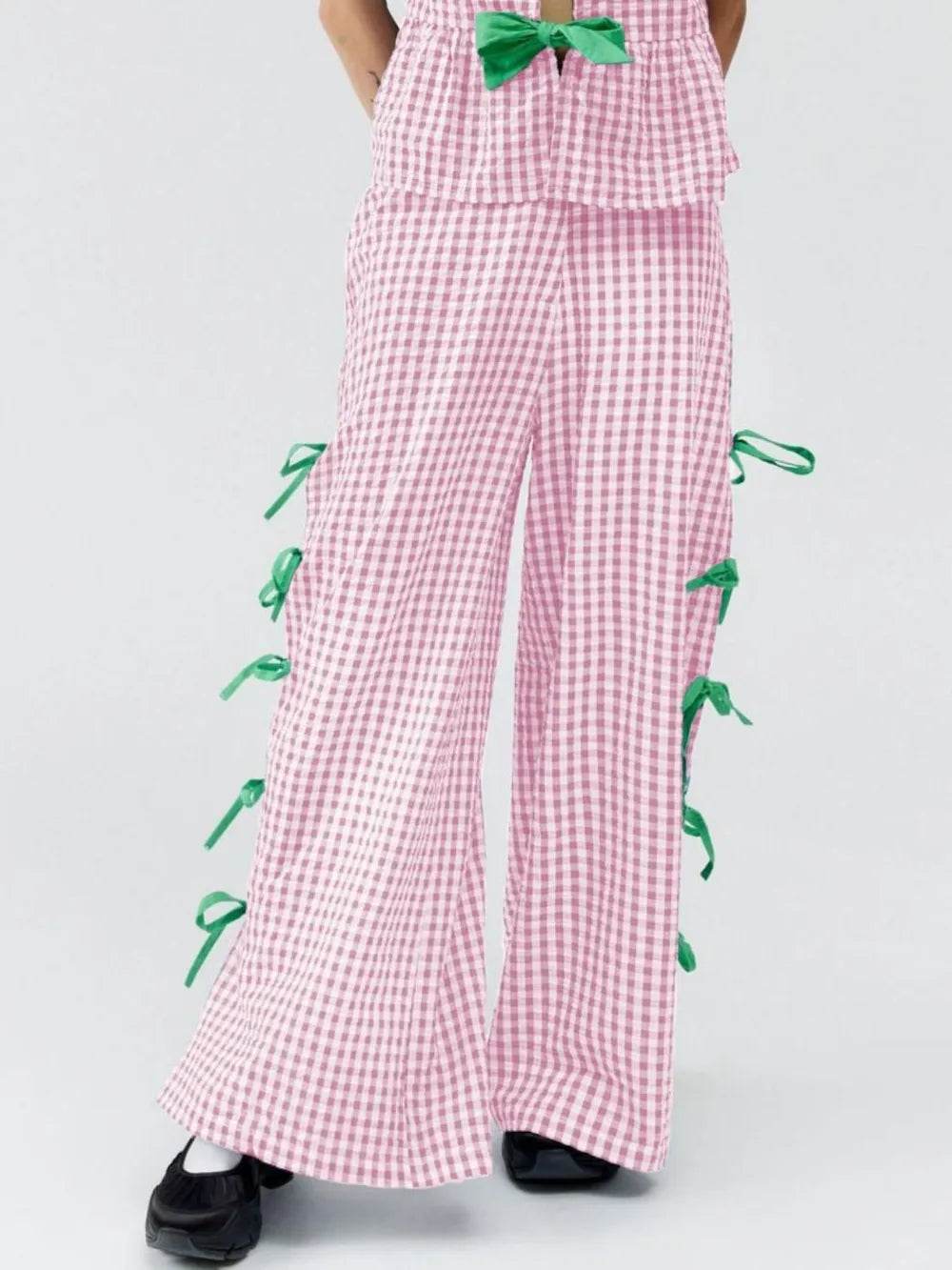 Side Tied Plaid Pants Blush Pink Trendsi 152e3be1-9704-4e17-a50a-3b52db877d41-Max
