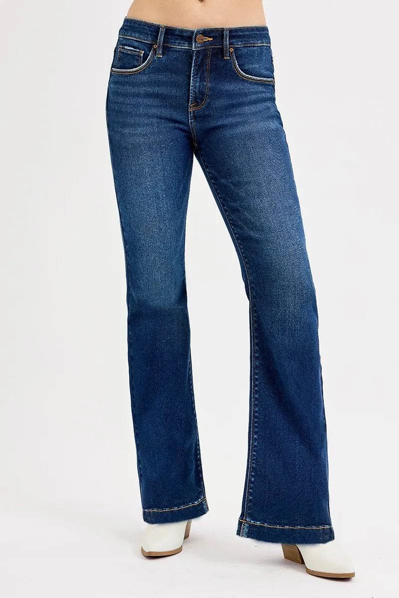 RISEN Full SIze Tummy Control Mid Rise Flare Jeans Plus SIze DARK Trendsi 1551f51e32c1468287c17db27a31700e-Max-Origin