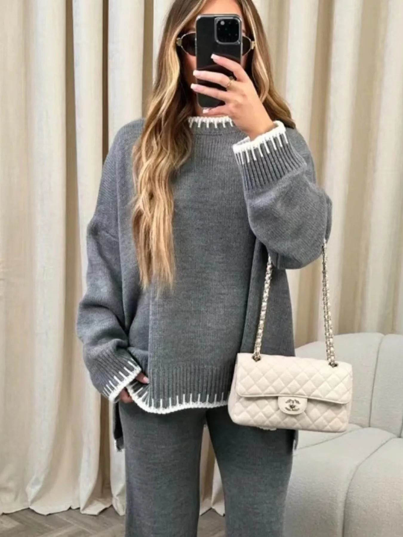 Contrast Trim Round Neck Top and Pants Sweater Set Trendsi 155ebe1a6b9949d4956d9526323385fc-Max-Origin