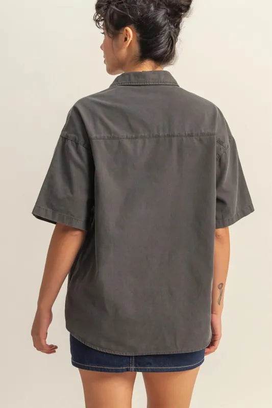HYFVE Short Sleeve Button Down Oversized Shirt Trendsi 156f5cde60714595af1a18c58407b4c5-Max-Origin