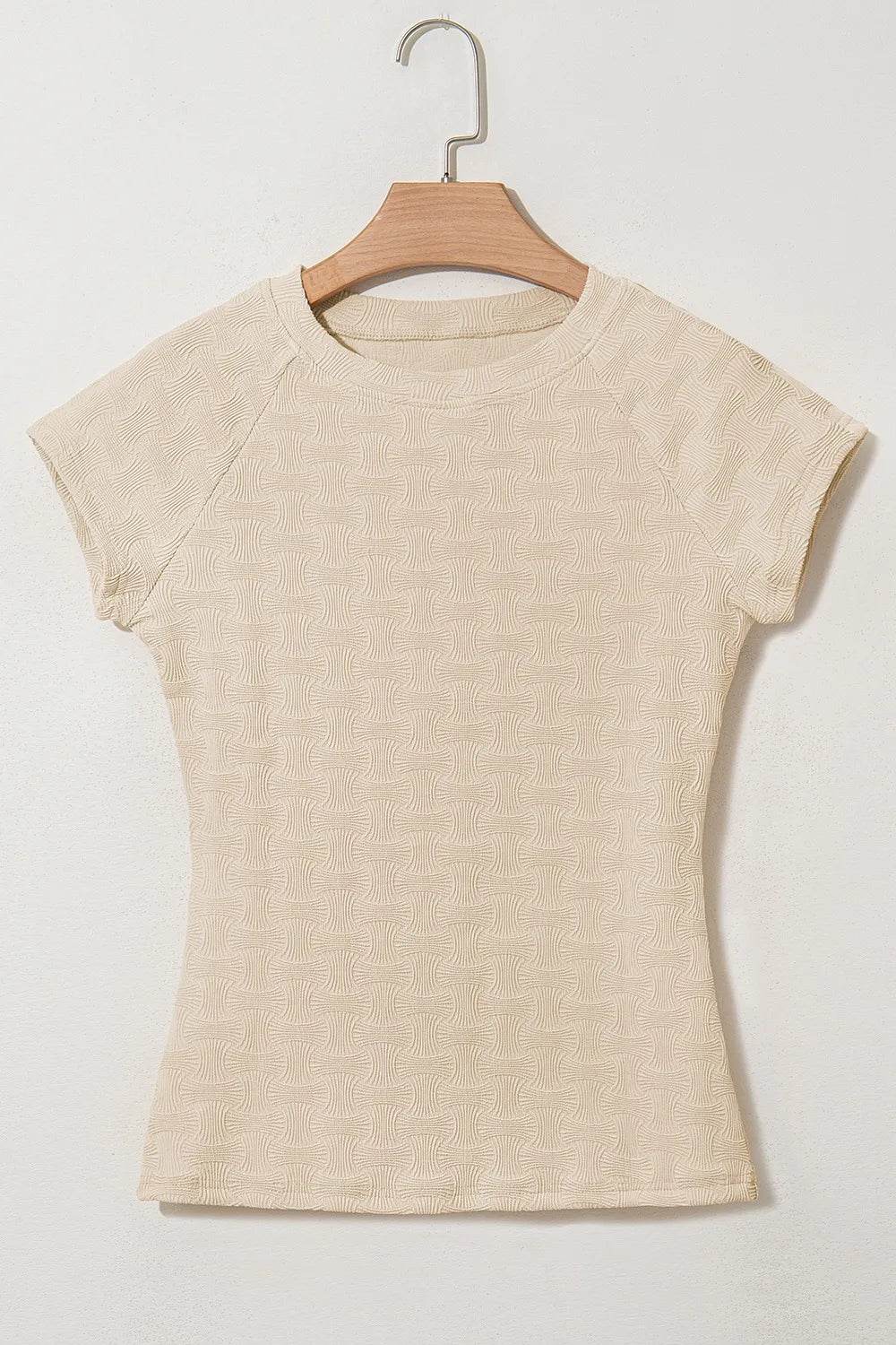 Textured Crew Neck Cap Sleeve Slim T Shirt Trendsi 15833012-5676-4e6f-9f42-9dd8bf5d285f-Max-Origin