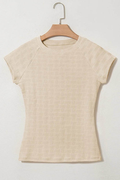 Textured Crew Neck Cap Sleeve Slim T Shirt Trendsi 15833012-5676-4e6f-9f42-9dd8bf5d285f-Max-Origin