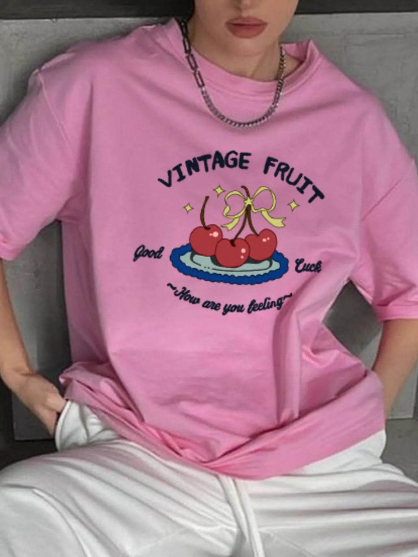 Plus Size Fruit Graphic Round Neck T-Shirt Dark Pink Trendsi 1590e046-0af5-4174-a829-0ae9b299de2e-Max-Origin