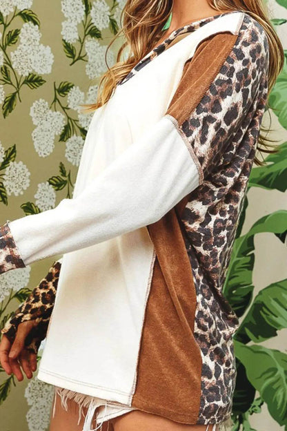 Leopard V-Neck Dropped Shoulder Blouse Trendsi 1598f966d6534959b5d673286d2cc312-Max
