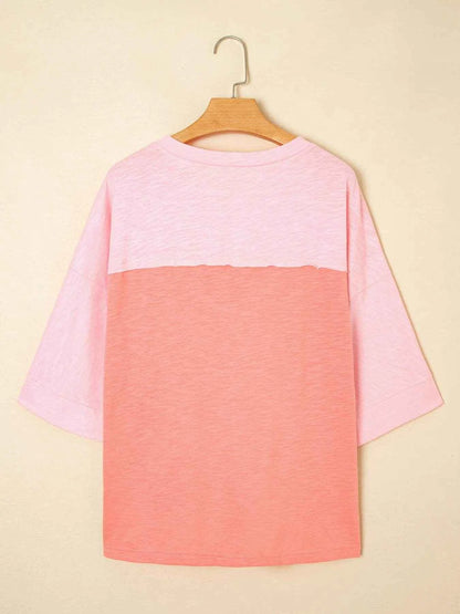 Flower Patched Exposed Seam Oversized T Shirt Trendsi 15a70ae57f994551a6fc88a9475e8279-Max-Origin