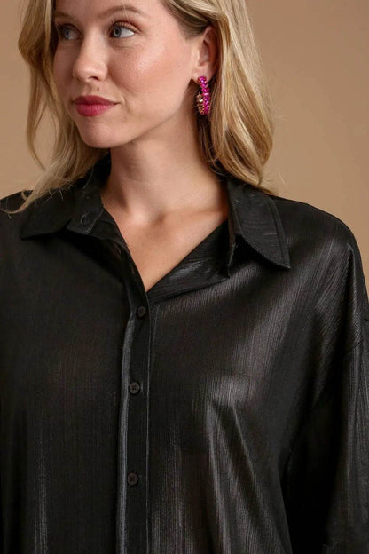 Umgee Side Slit Button Up Long Sleeve Shirt Trendsi 15c08012-5b20-4726-8599-ed9c86f8e075-Max