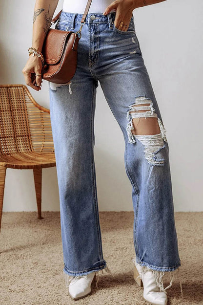 Distressed Straight Leg Jeans with Pockets Medium Trendsi 15dd8d28-34b1-4052-98a7-b485786aed67-Max