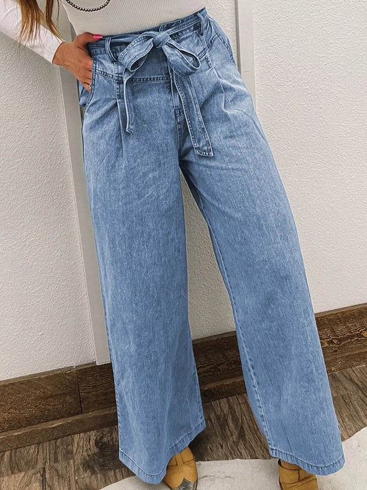 High Waisted Wide Leg Belted Jeans Medium Trendsi 15ddecc199744e4ab15b774d1feee8dc-Max-Origin