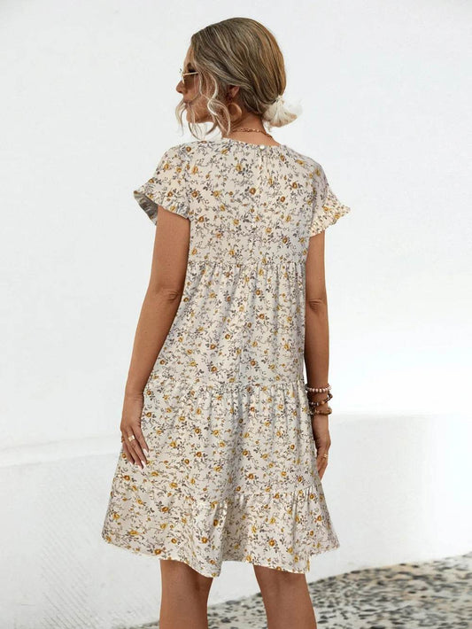 Frill Floral Round Neck Short Sleeve Tiered Dress Trendsi 15ff8352-629f-40b3-81d5-a3836d9f00b1-Max