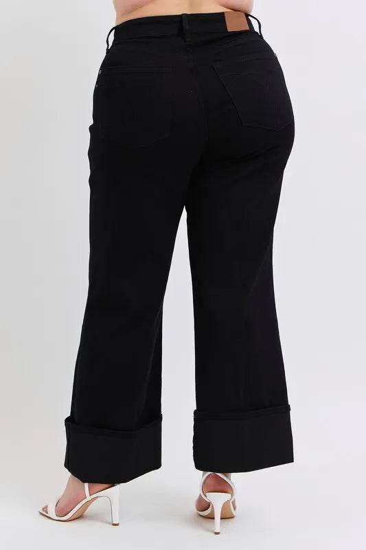 Judy Blue Full Size High Waist Reto Wide Leg W/ Cuff Plus Size Trendsi 1631bc9a-a234-4bd5-ad80-bb980fe7c17d-Max-Origin