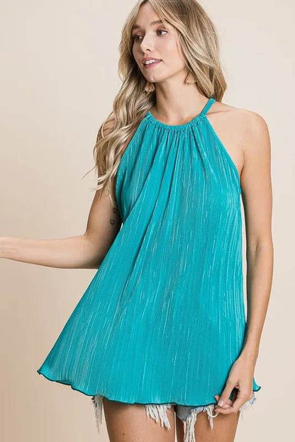 BiBi Pleating Knit Halter Neck Top Trendsi 164c5d30fc494eba892b2b19fab1dfdd-Max-Origin
