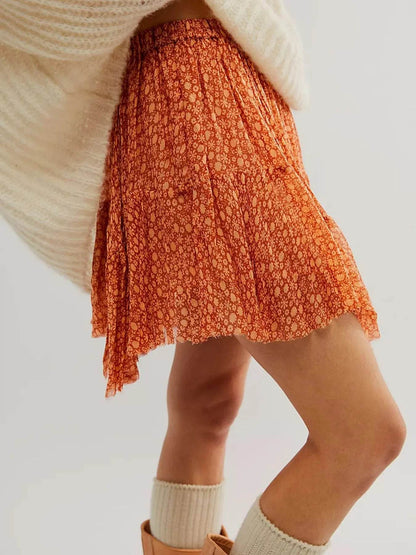 Floral Print Mini Skirt Orange Trendsi 1655ae60-f8c3-452a-b11f-3fbe547963b6-Max-Origin