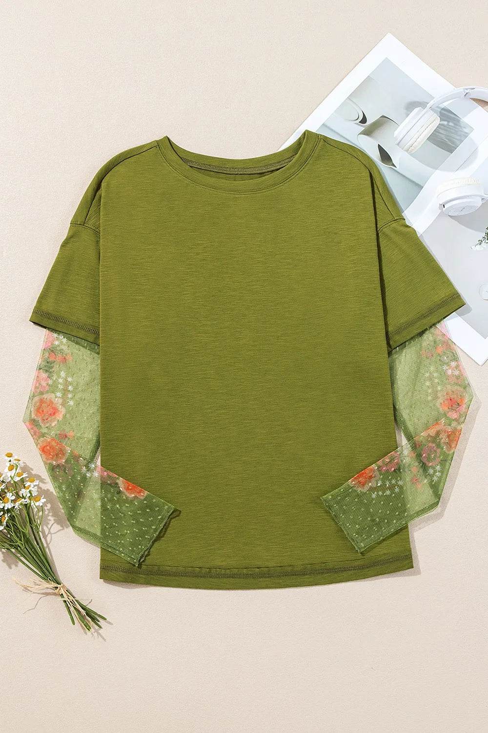 Round Neck Mesh Long Sleeve T-Shirt Trendsi 166ce768-f6f7-4f39-9a14-6d47926daebb-Max-Origin