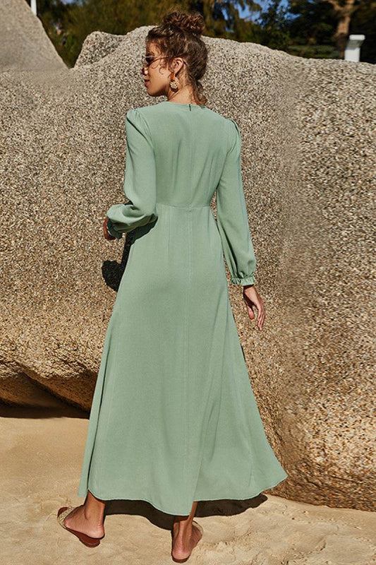 Puff Sleeve Flounce Dress Trendsi 1670361767a948b68a08b1bd1966f7db-Max