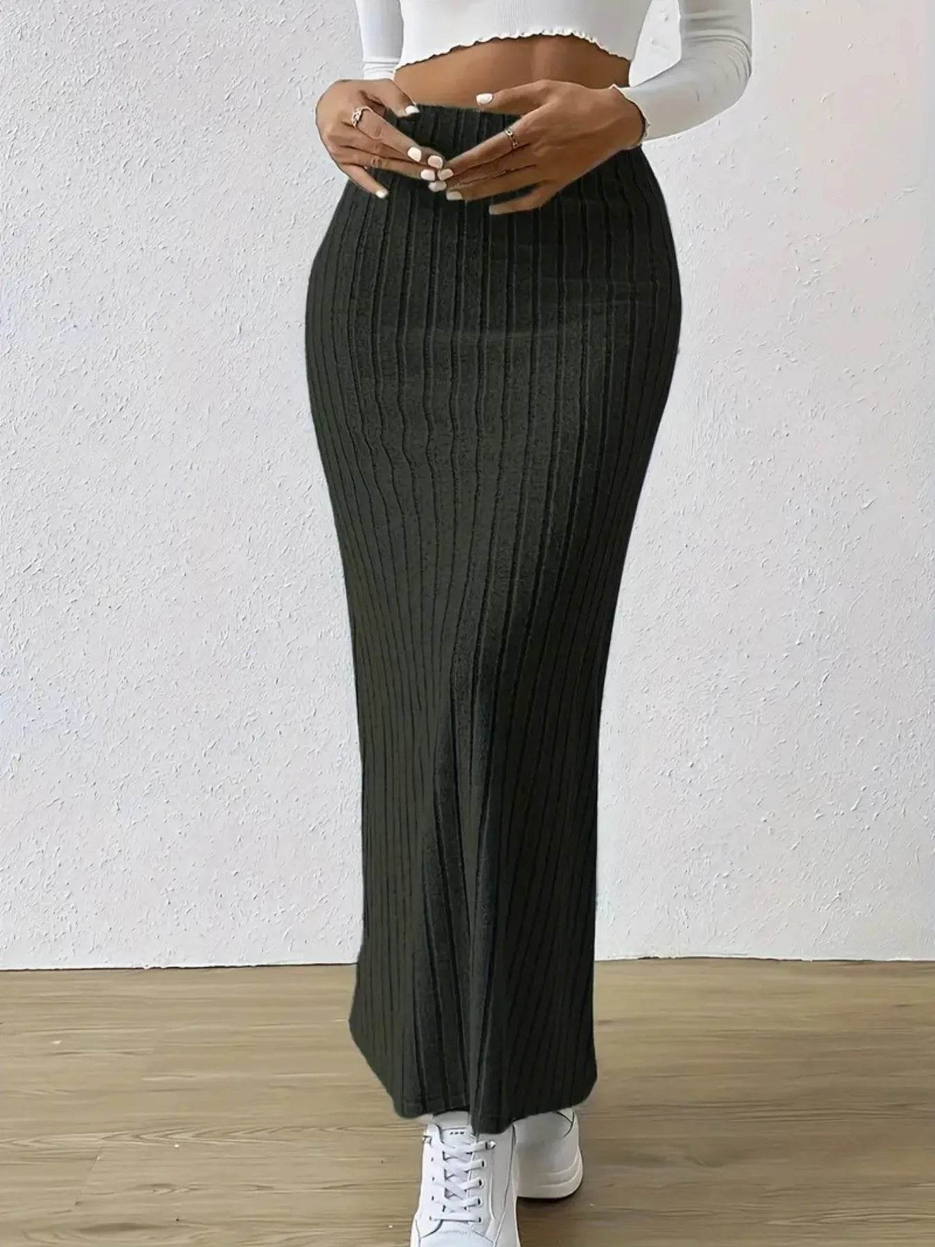 High Waist Ribbed Knit Maxi Skirt Trendsi 167b1466-4bb2-443c-9a21-09cbccd3a57b-Max-Origin