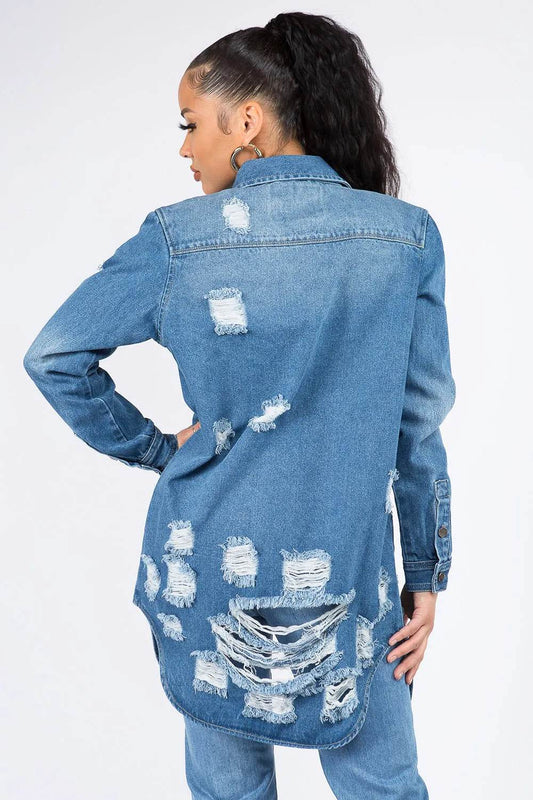 American Bazi Distressed Button Down Denim Shirt Jacket Trendsi 167edbe3-1411-43fb-a057-1d5b555cbcdb-Max