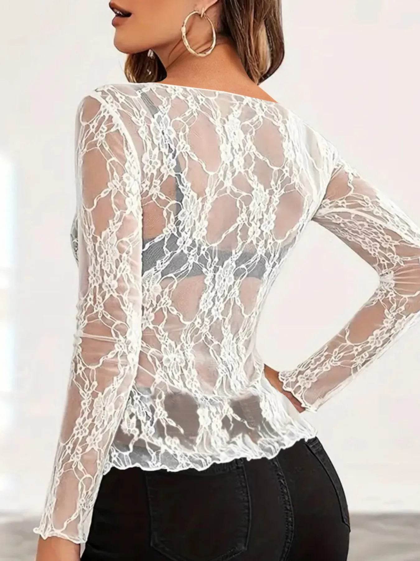 Mesh Floral Lace Long Sleeve T-Shirt Trendsi 16be5d88cd734e1a86e0ade67512b9ed-Max-Origin