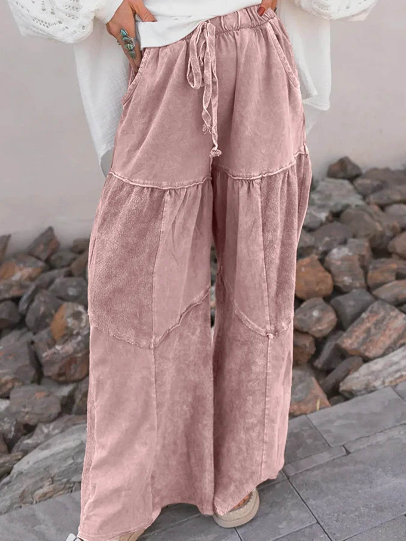 Mineral Wash Tiered Wide Leg Patchwork Drawstring Pants Dusty Pink Trendsi 16cb844b1d1749a2be2cf73b244f2dcf-Max-Origin