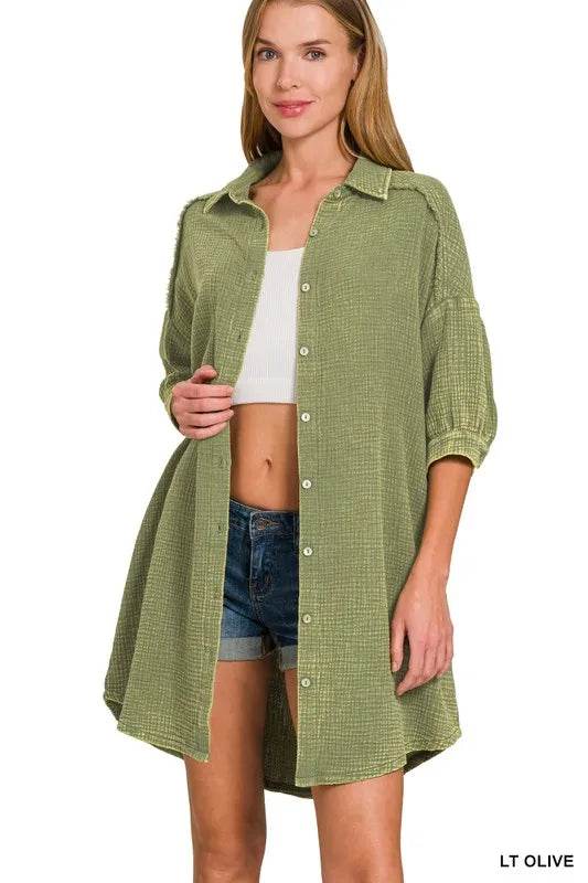 Zenana Washed Double Gauze Button Down Shirt Dress Trendsi 16d915fb9c3143c5b03f294456a4512b-Max-Origin