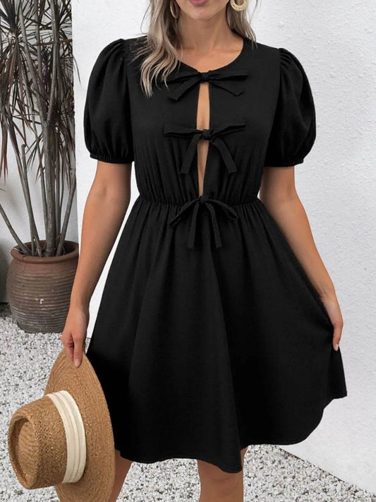 Tie Front Puff Sleeve Mini Dress Black Trendsi 16ee061e-f327-4e50-9a7b-5b6bc1611fa0-Max-Origin