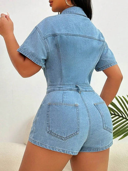 Collared Neck Short Sleeve Denim Romper Trendsi 170cdd81-c407-44a8-8dbf-e3593162260e-Max
