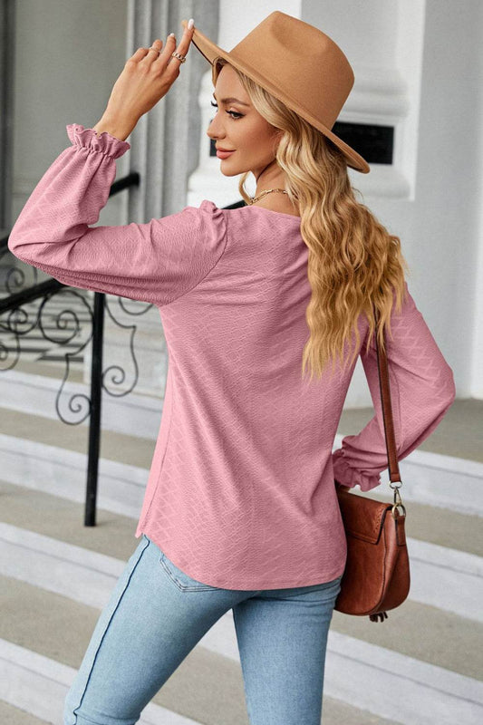 Round Neck Flounce Sleeve Blouse Trendsi 172159805299422bad8385cb14ec0b74-Max